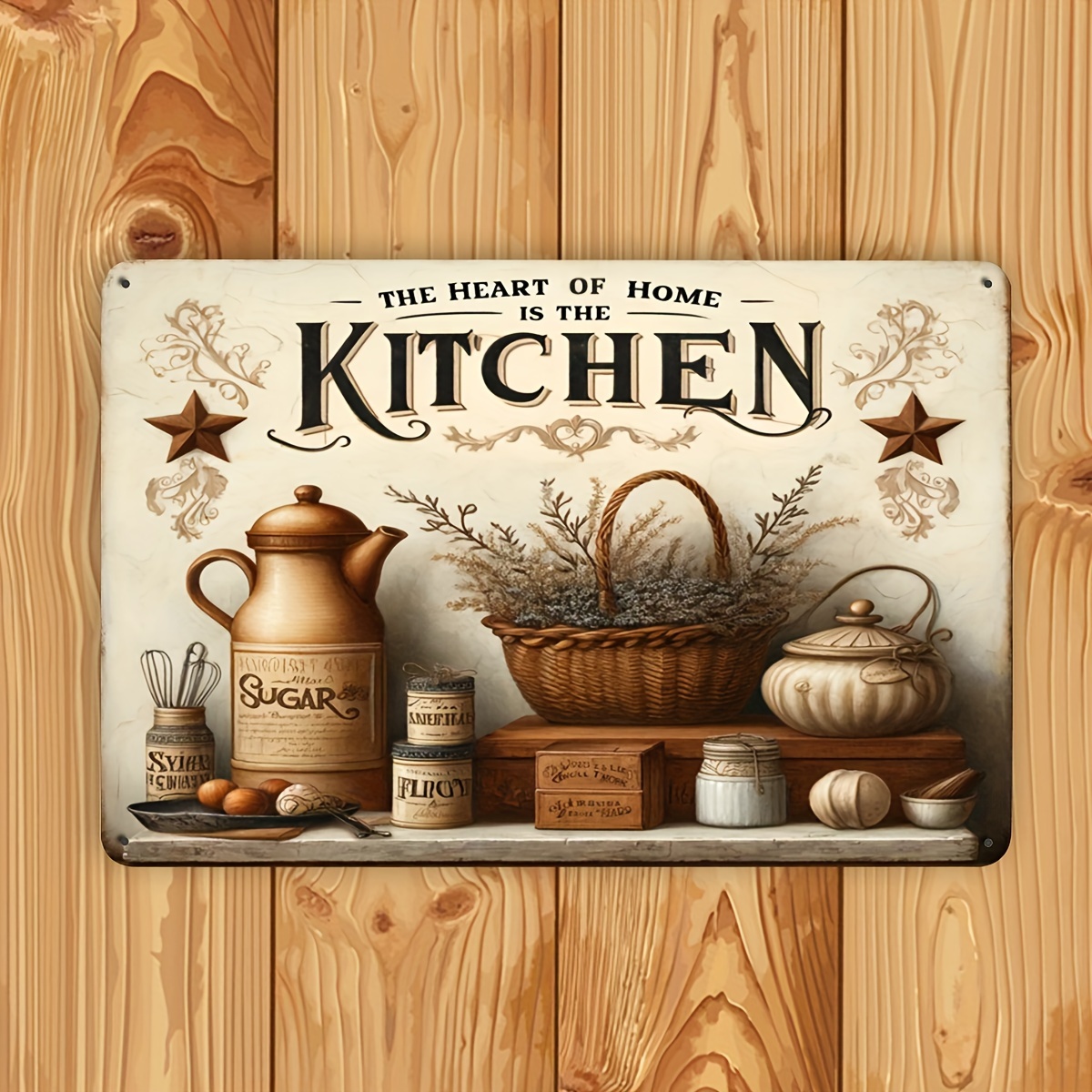 Home Cooking Quotes - Hiasan Dinding Logam Vintage dengan Kutipan