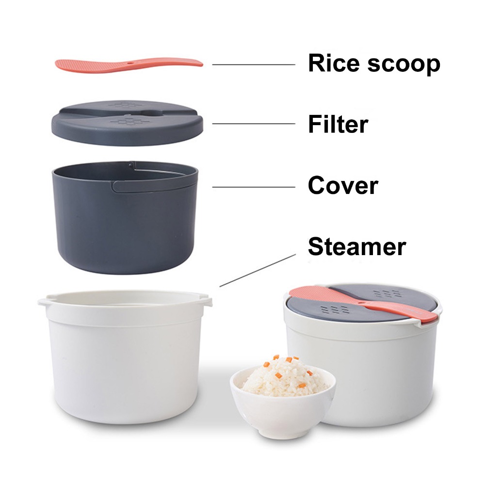 Panci Nasi Microwave Tebal 2L  - Steamer Bamboo Set ulasan dan harga
